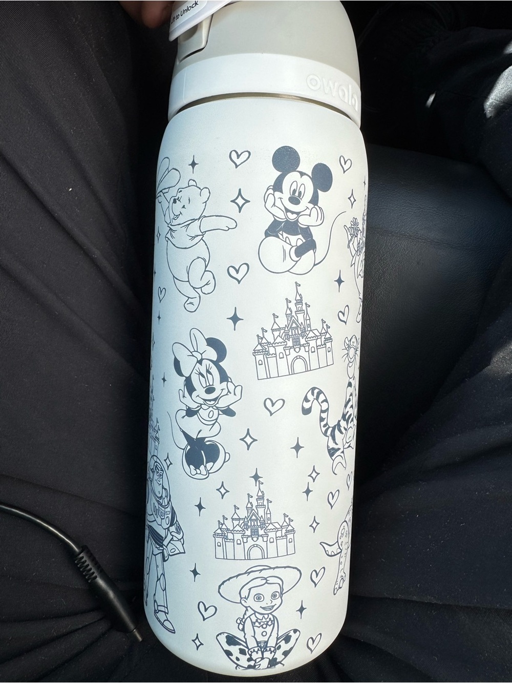 Disney Character White Stainless Water Bottle - Mickey & Friends